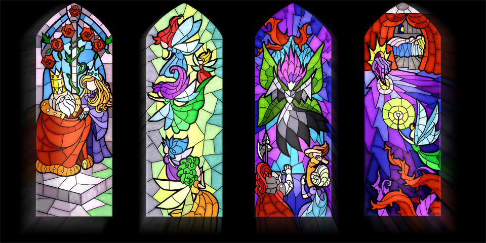 Little Briar Rose stained glass prototype